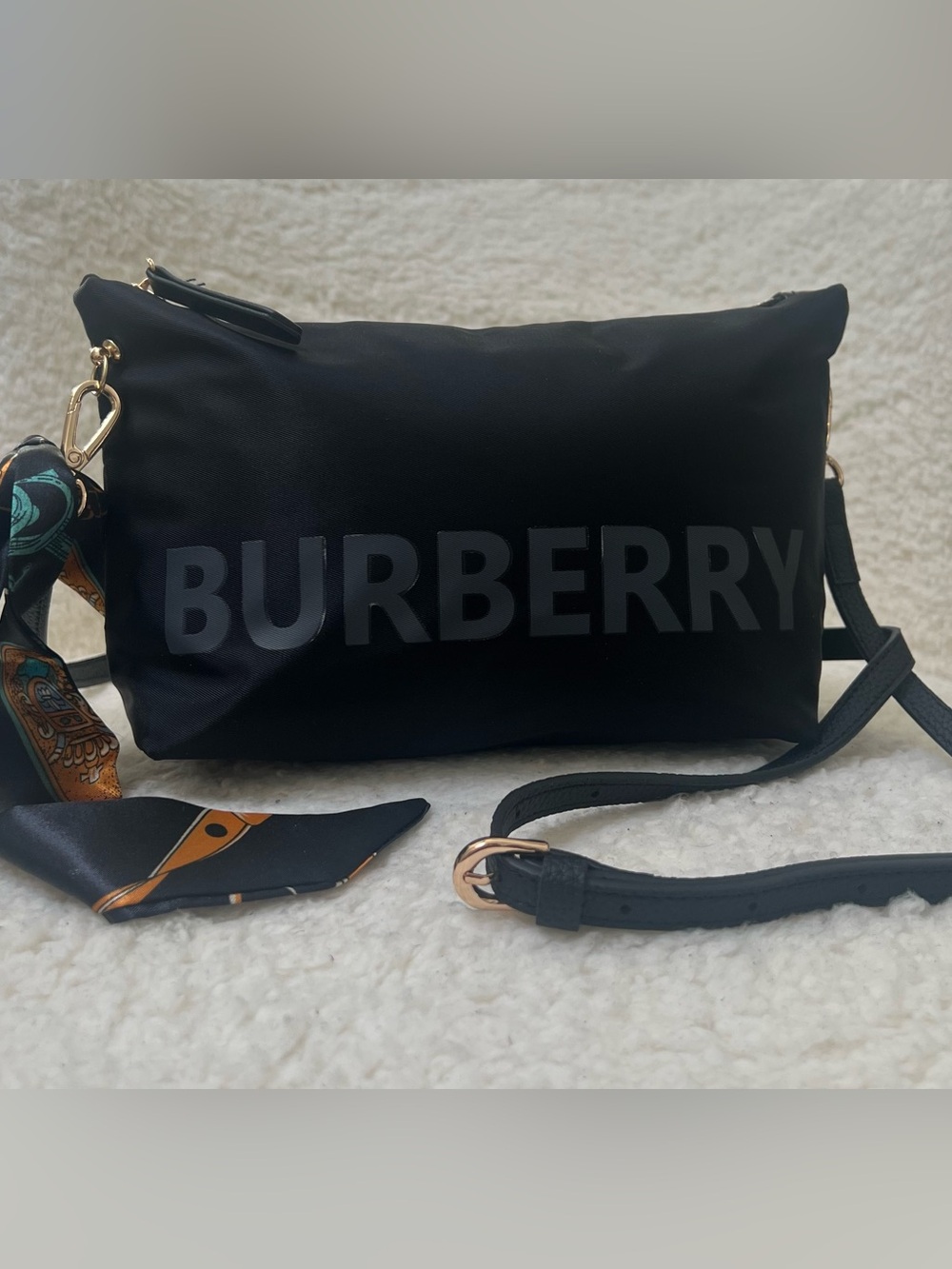 Burberry Upcycled Beauty Pouch Black Nylon Crossbody Bag